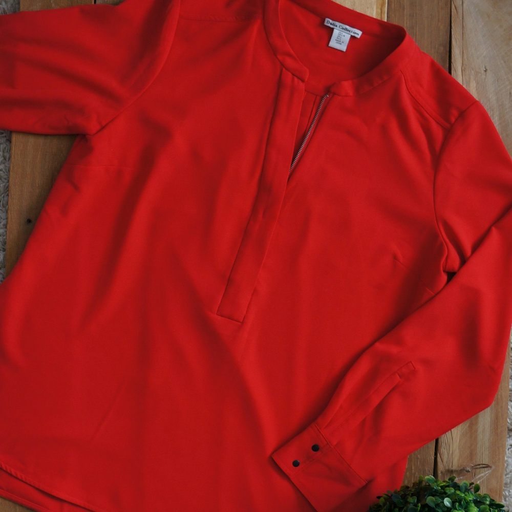Dalia Collection Half-Zip Blouse